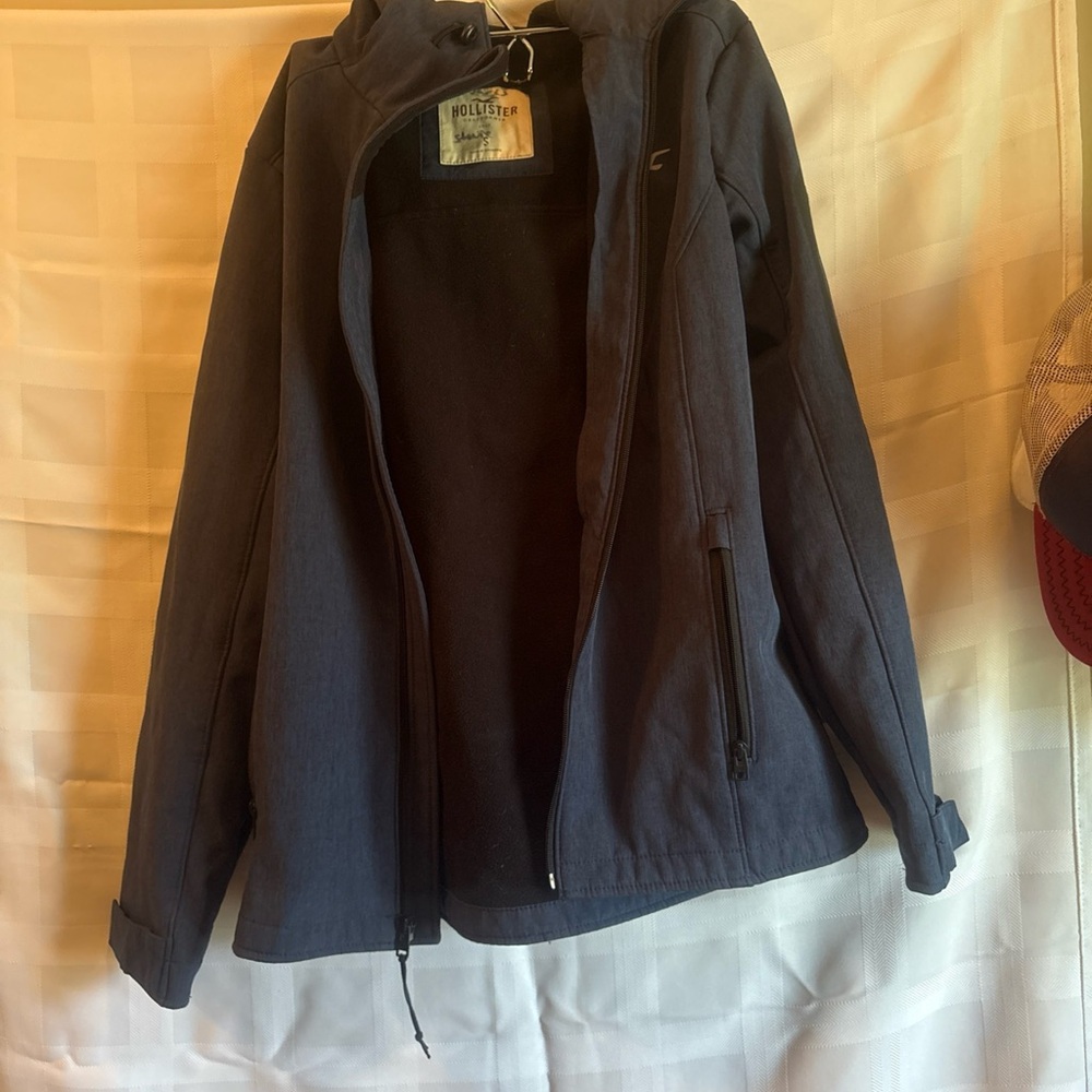 Hollister Men's Dark Blue Coat/Jacket - cross posted